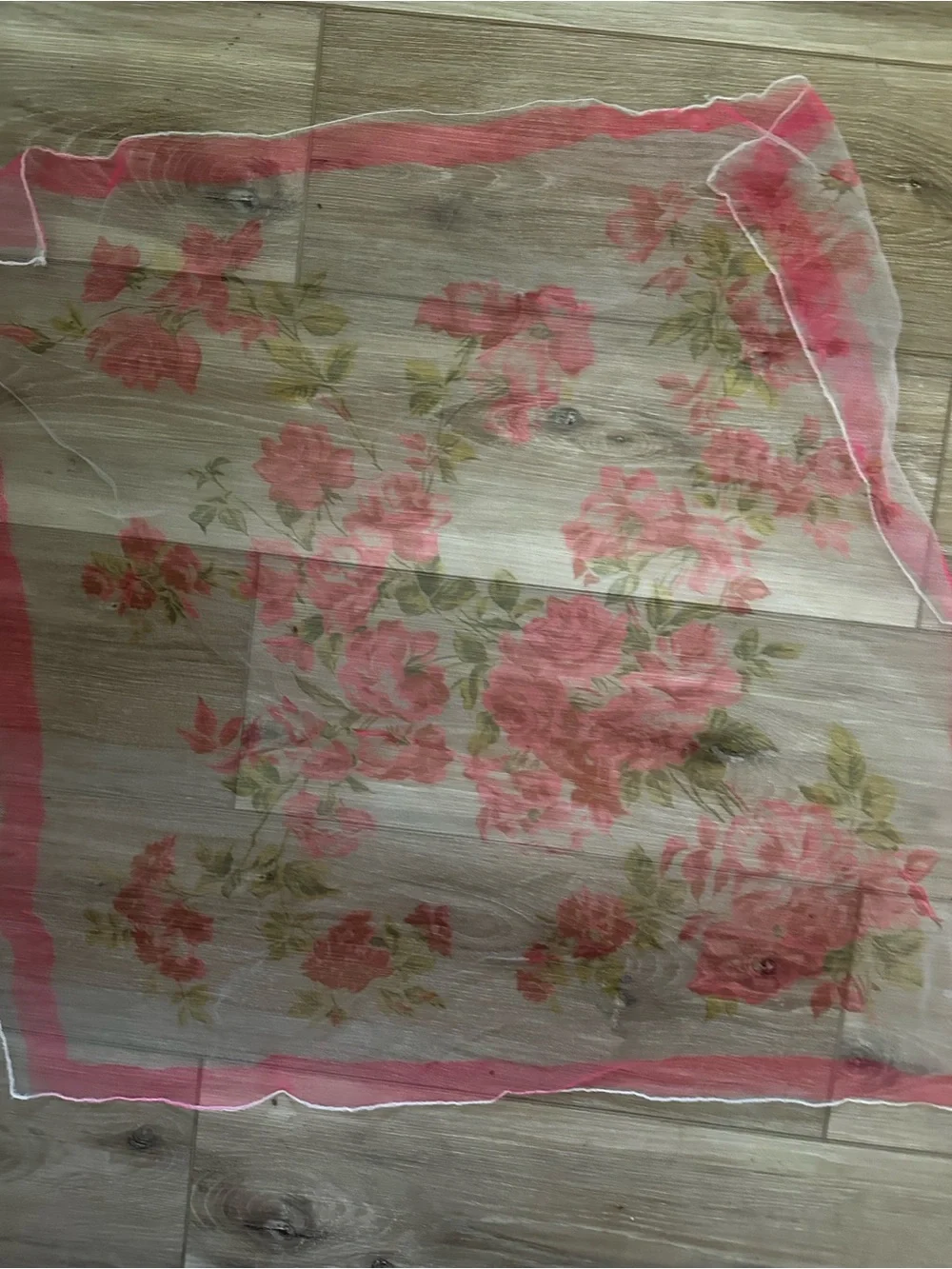 Vintage English Rose Chiffon Scarf